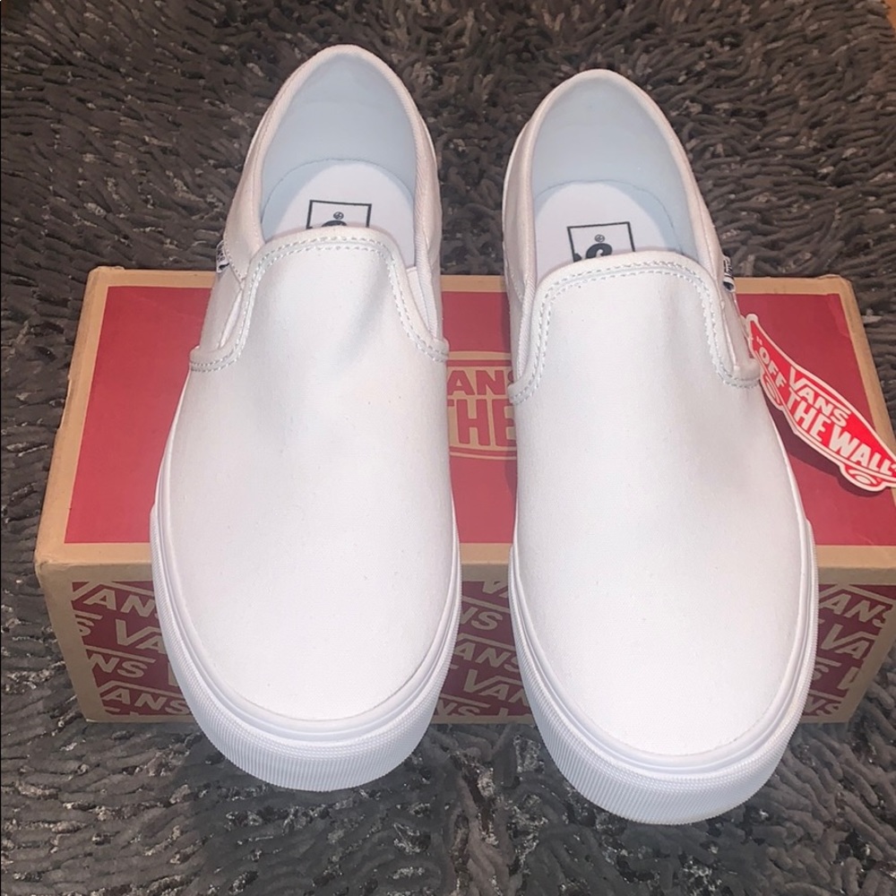 NEW!!! True White Slip On Vans
